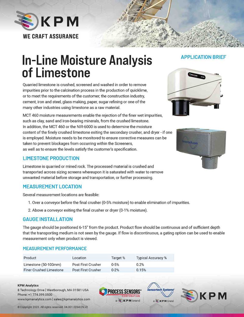 InLine Moisture Analysis of Limestone Application Note